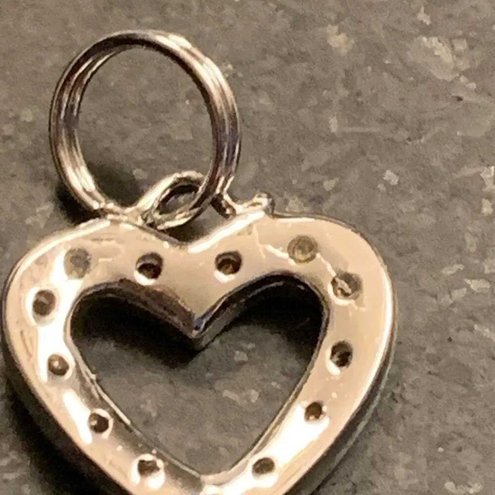 Sterling Silver 925 Open Heart Pendant Charm for Necklace or Bracelet - Pavé Cry